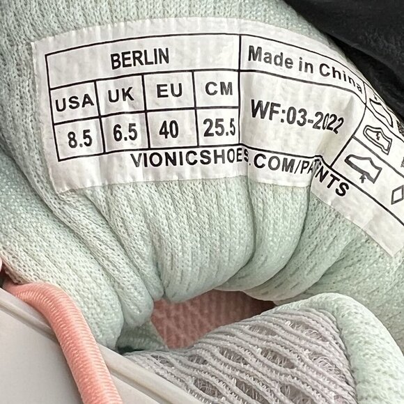 Vionic Berlin Womens 8.5  Gray Mint Mesh Athletic Slip On Sneakers Running Shoes - Picture 11 of 13